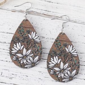 Brand New Bohemian Floral Teardrop Dangle Earrings